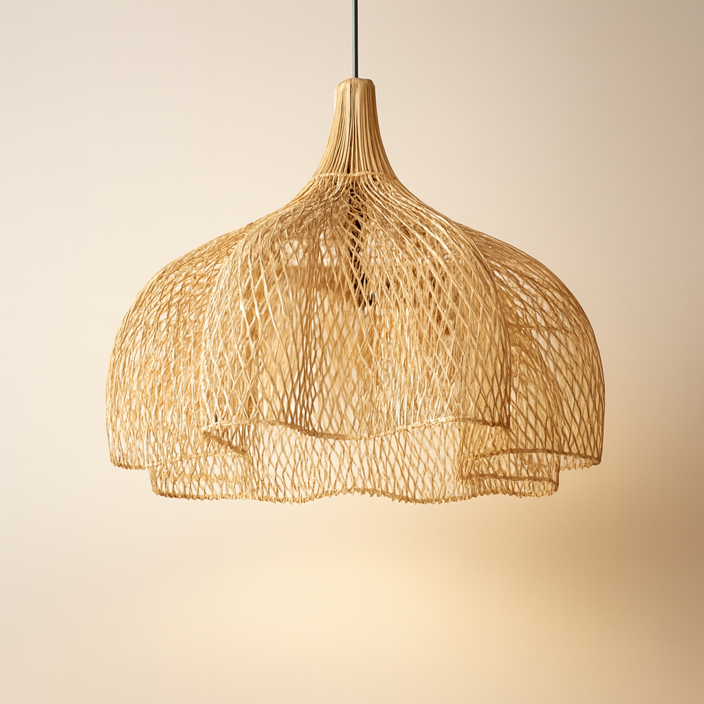 Suspension Fleur Orientale en Rotin Tressé