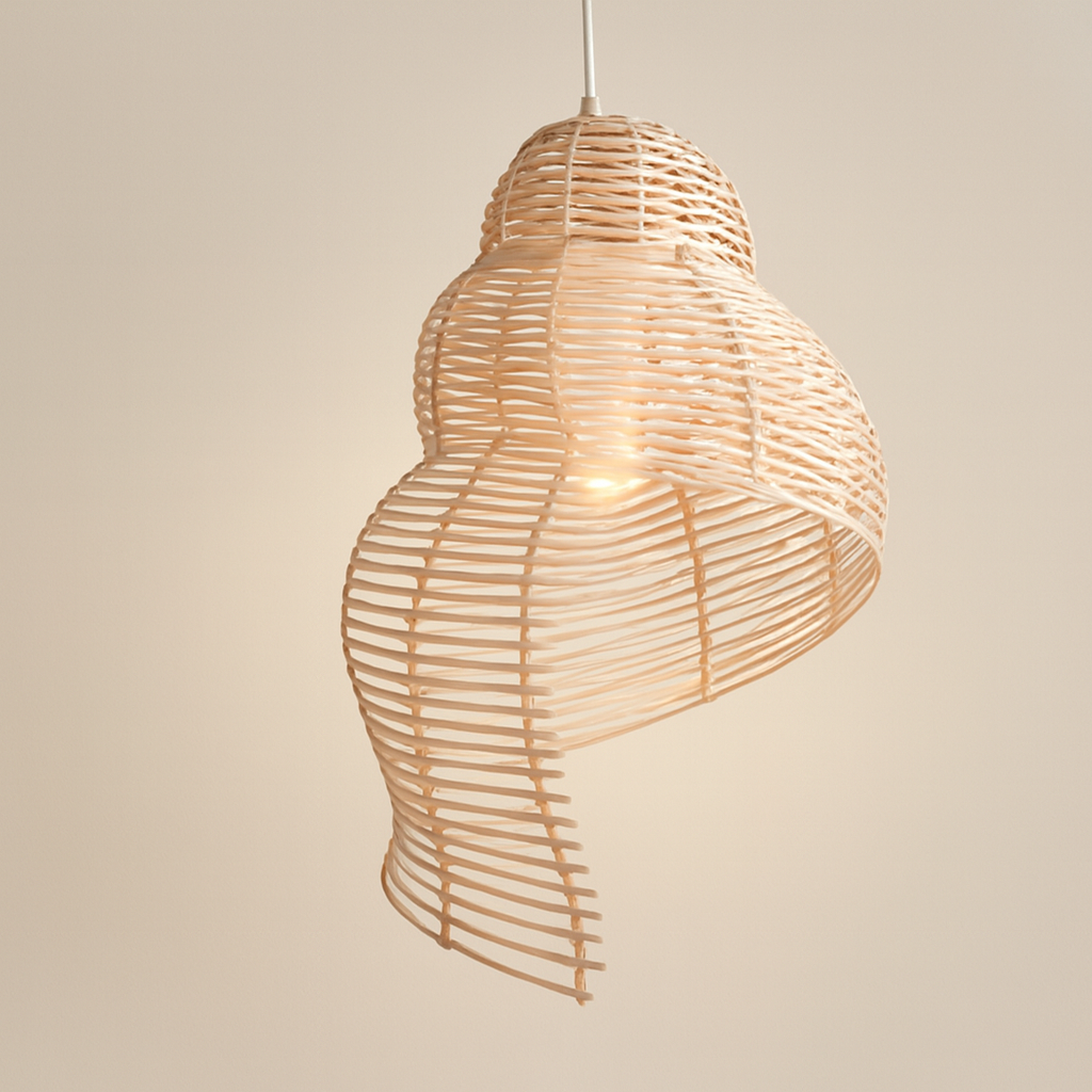 Lampe Coquille Rotin Beige Vintage