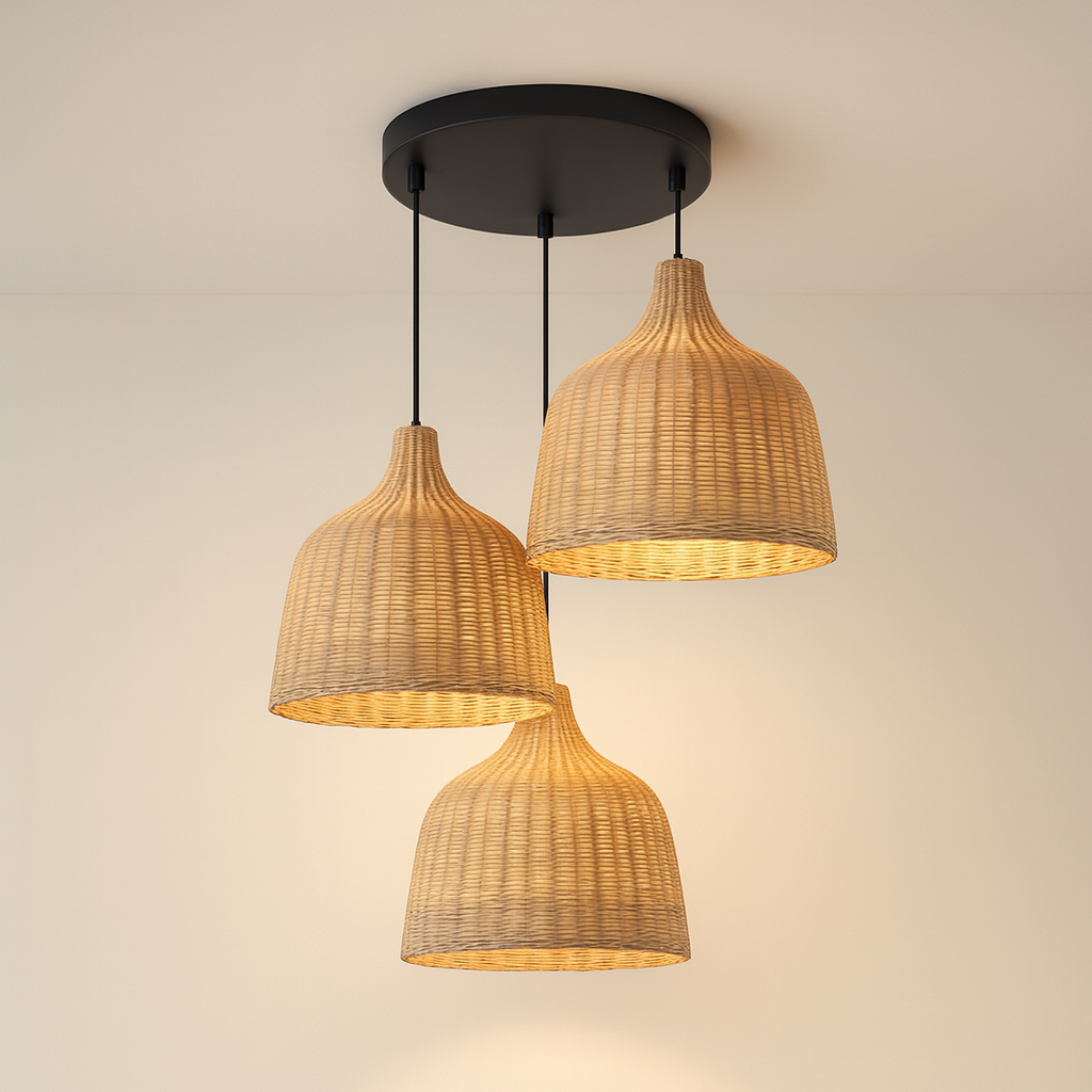 Suspension Cloche en Rotin x3