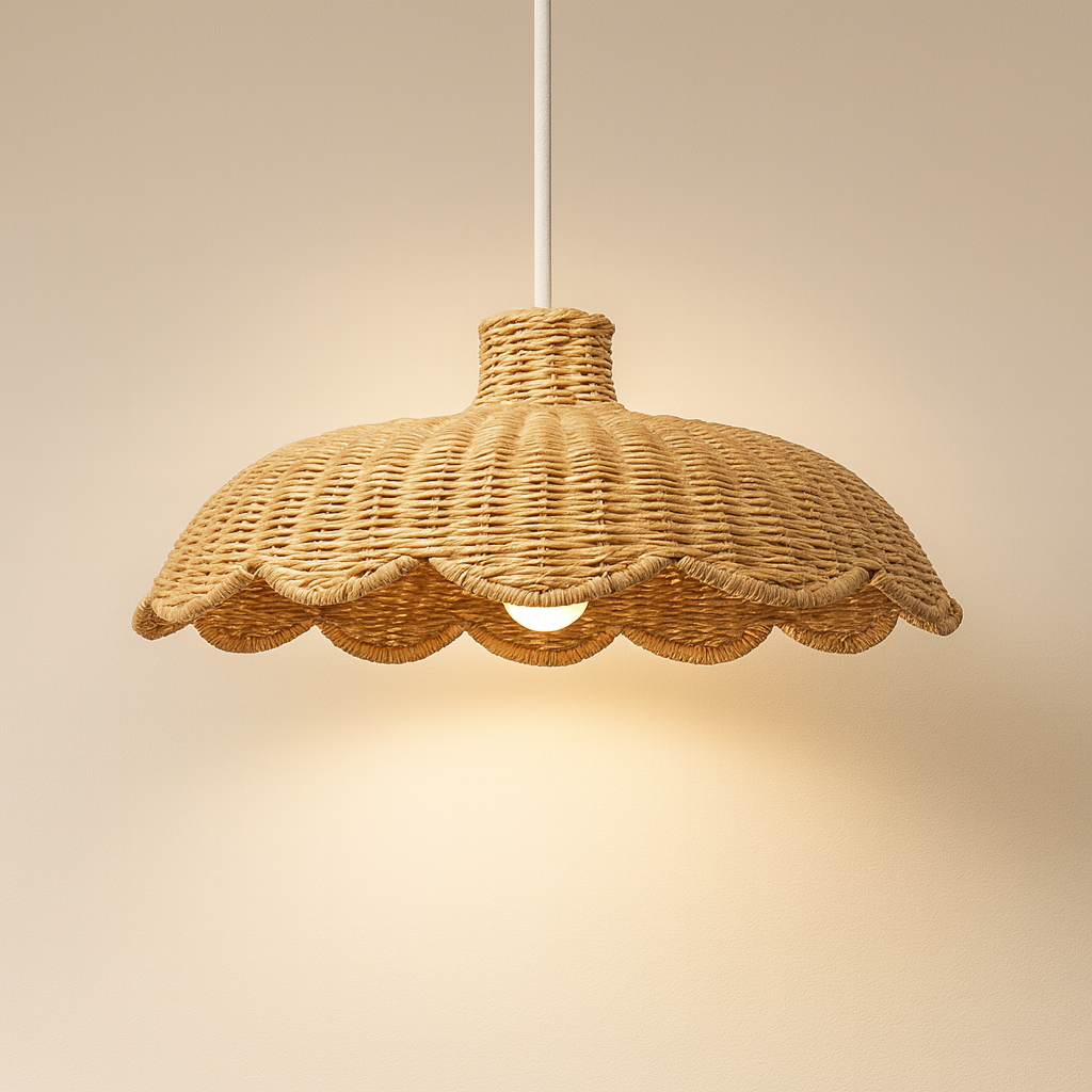 Suspension Rotin Fleur Vintage