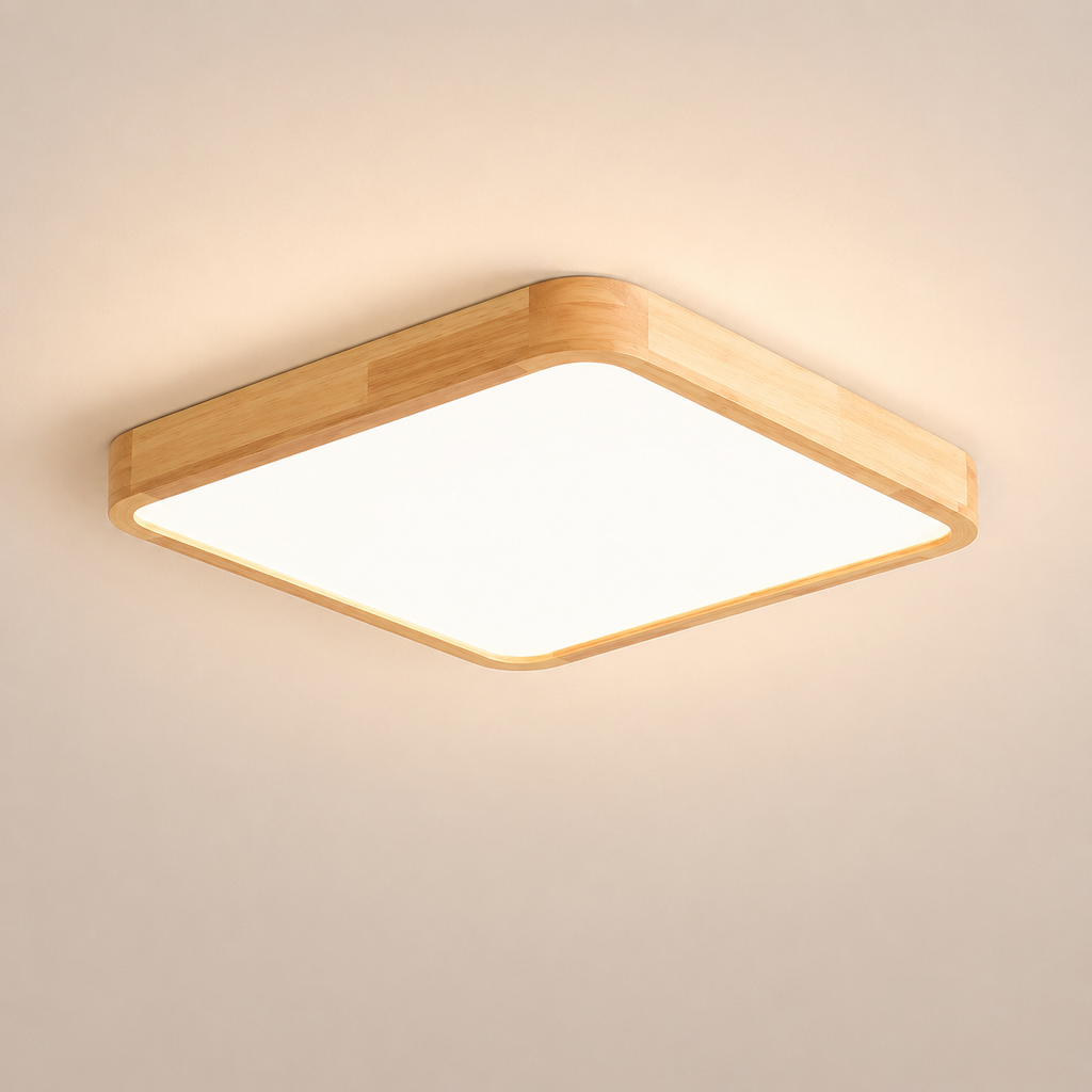 Plafonnier LED Carré Bois Design