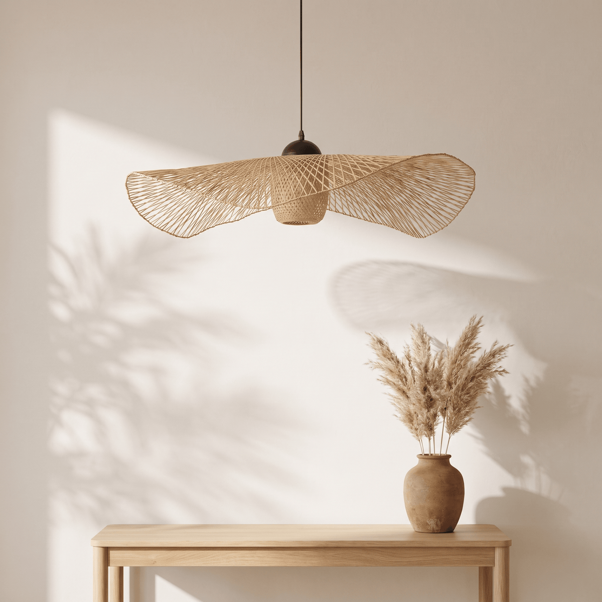 Suspension Ailes avec Diffuseur Central Rotin