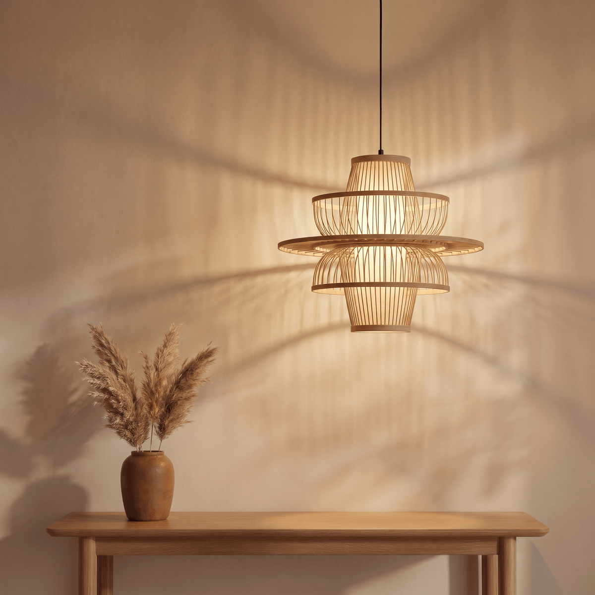Suspension Design Alvéolaire Bambou