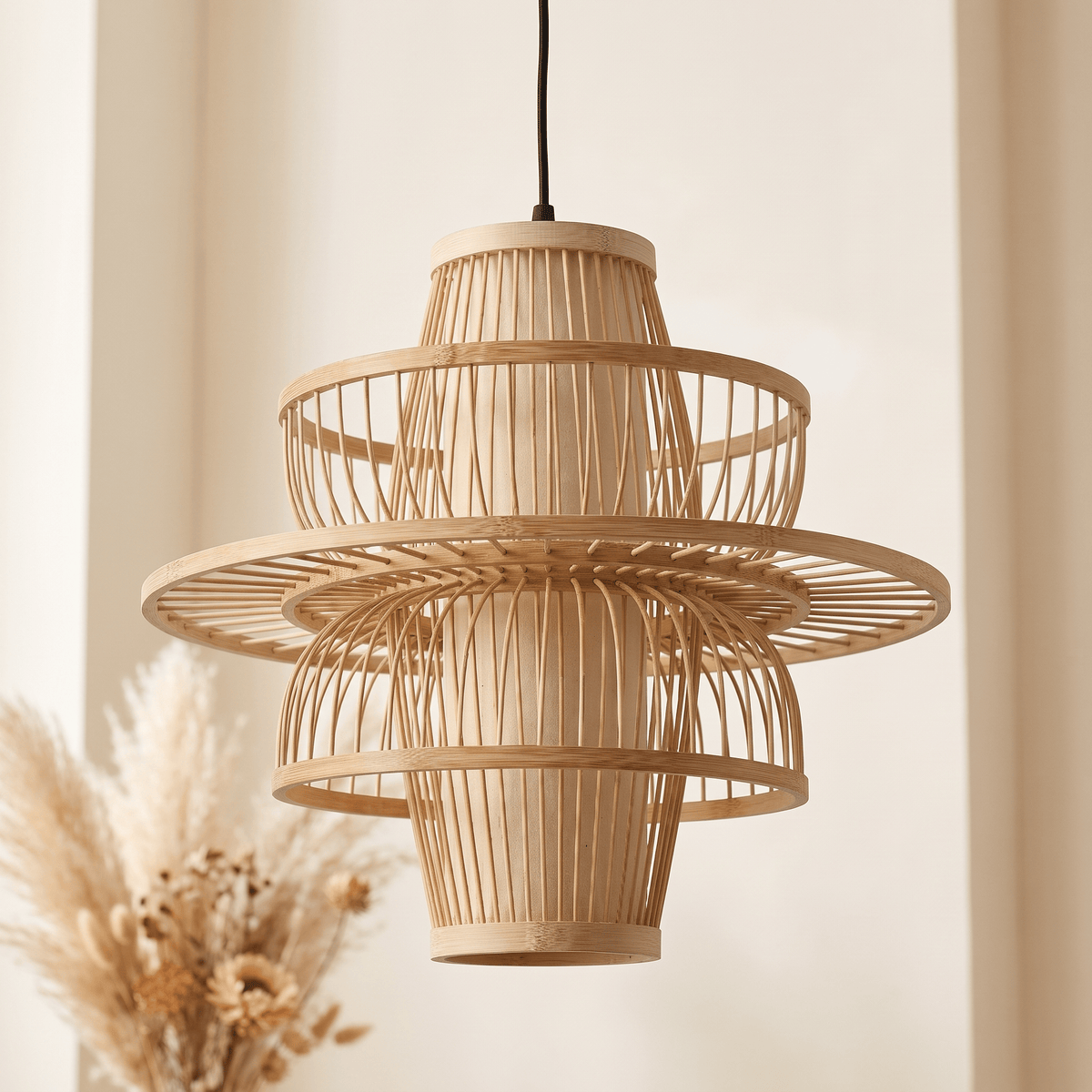 Suspension Design Alvéolaire Bambou