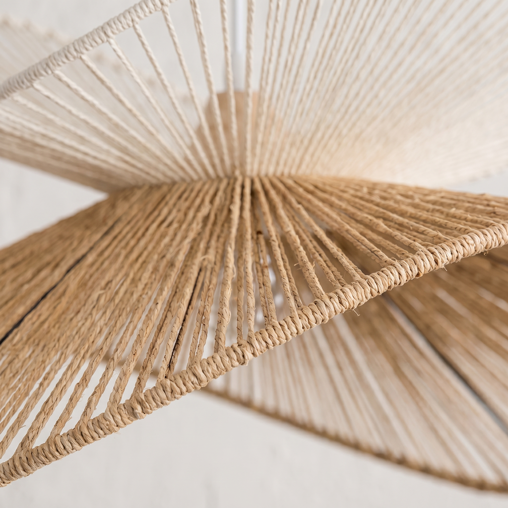 Suspension et Double Vague Sculptural Rotin Blanc