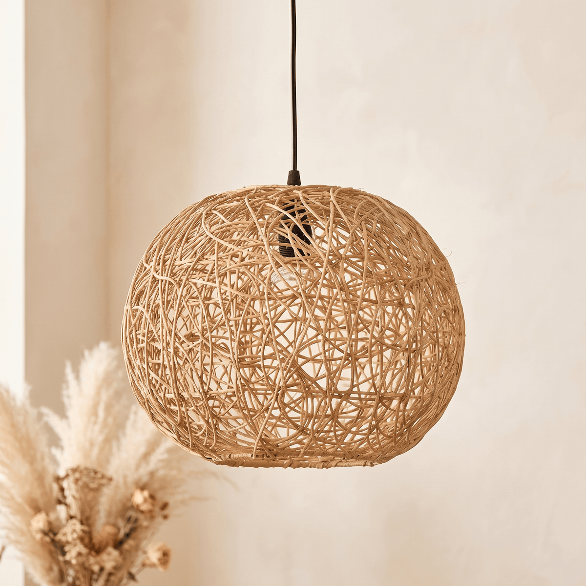 Suspension Boule Entrelacée Rotin