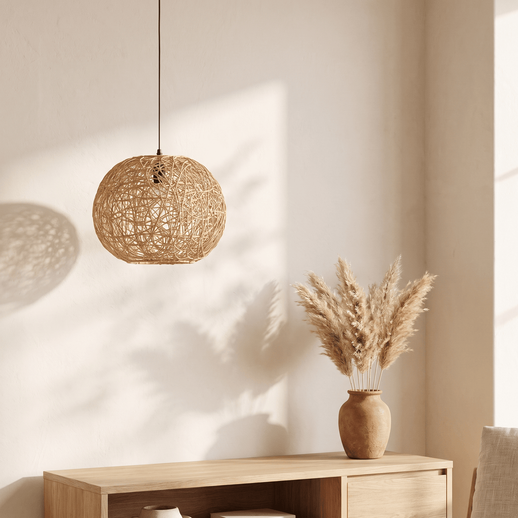 Suspension Boule Entrelacée Rotin