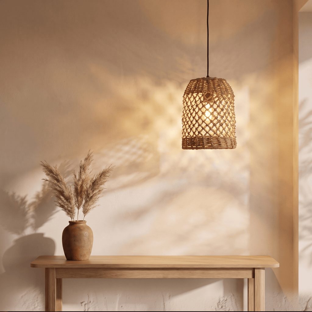 Suspension Cloche Droite Compacte Rotin