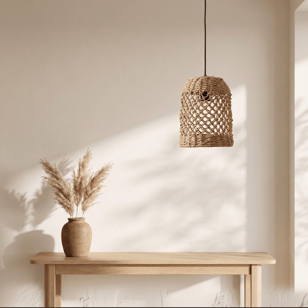 Suspension Cloche Droite Compacte Rotin