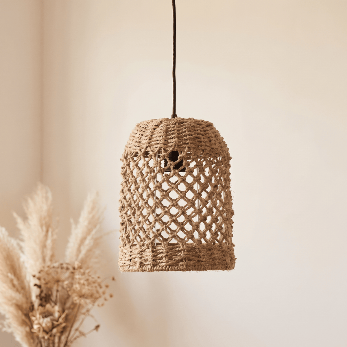 Suspension Cloche Droite Compacte Rotin