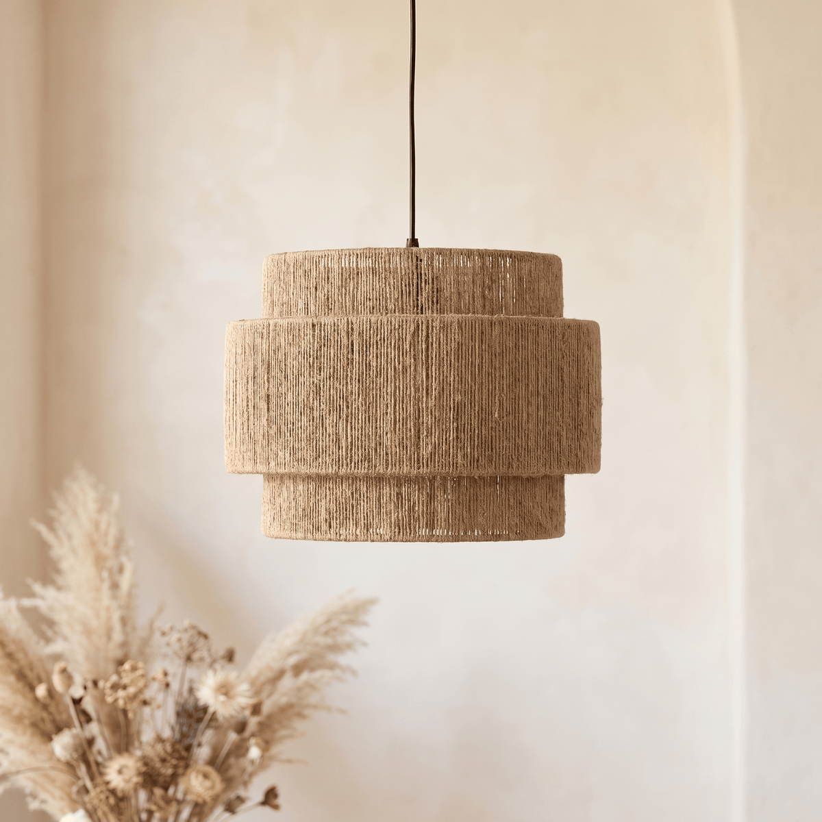 Suspension Cylindrique Multi-Niveaux Rotin