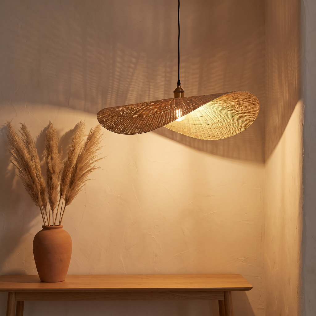 Suspension Design Organique Torsadé Rotin