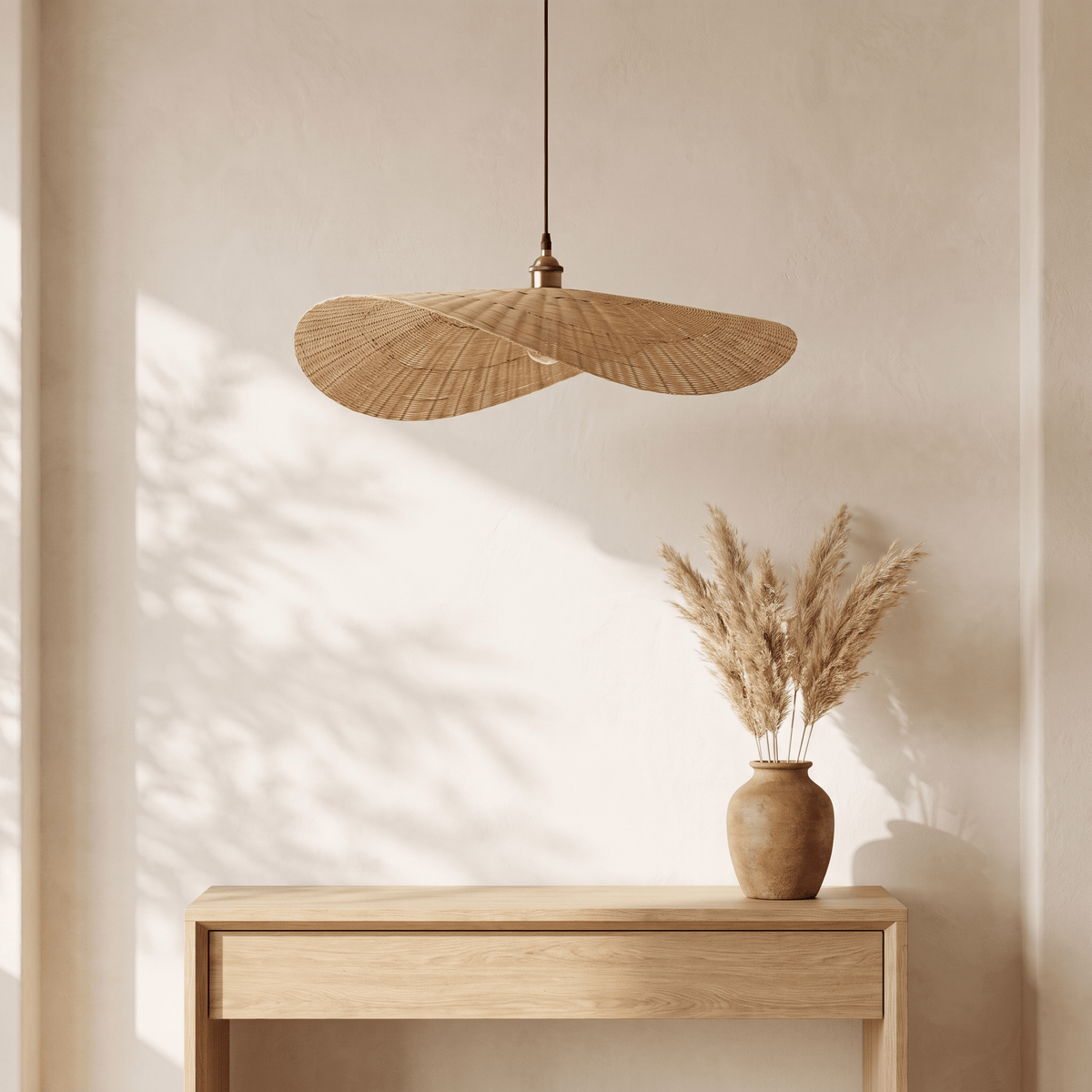Suspension Design Organique Torsadé Rotin