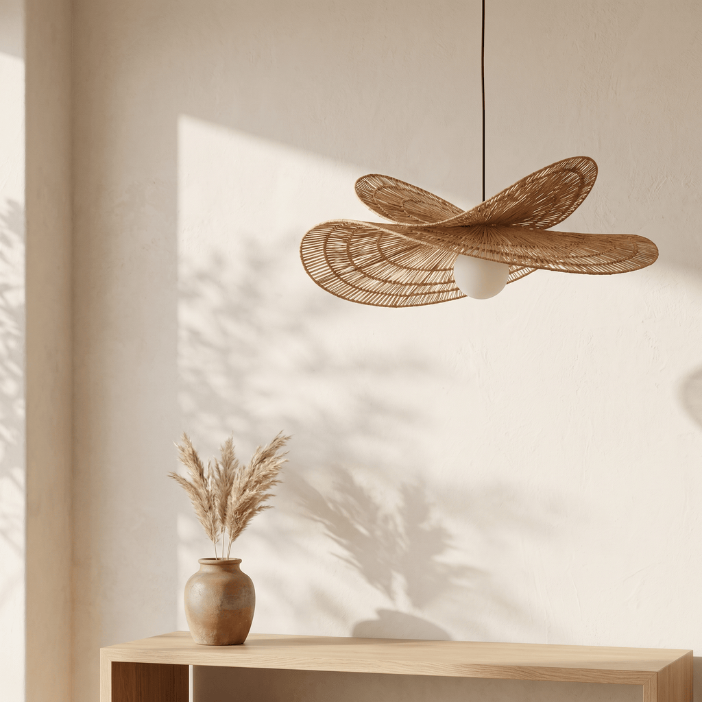 Suspension Double Vague Sculptural Rotin