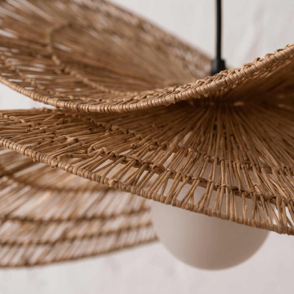 Suspension Double Vague Sculptural Rotin