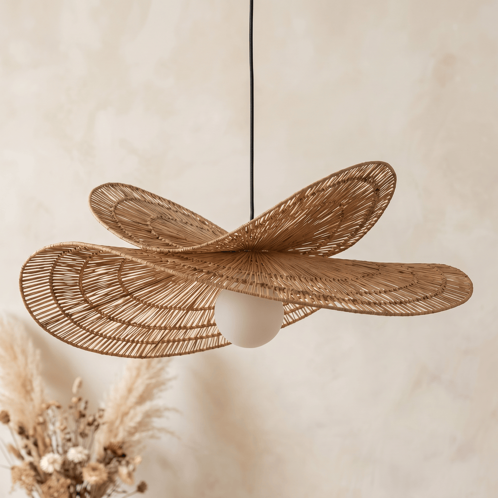 Suspension Double Vague Sculptural Rotin
