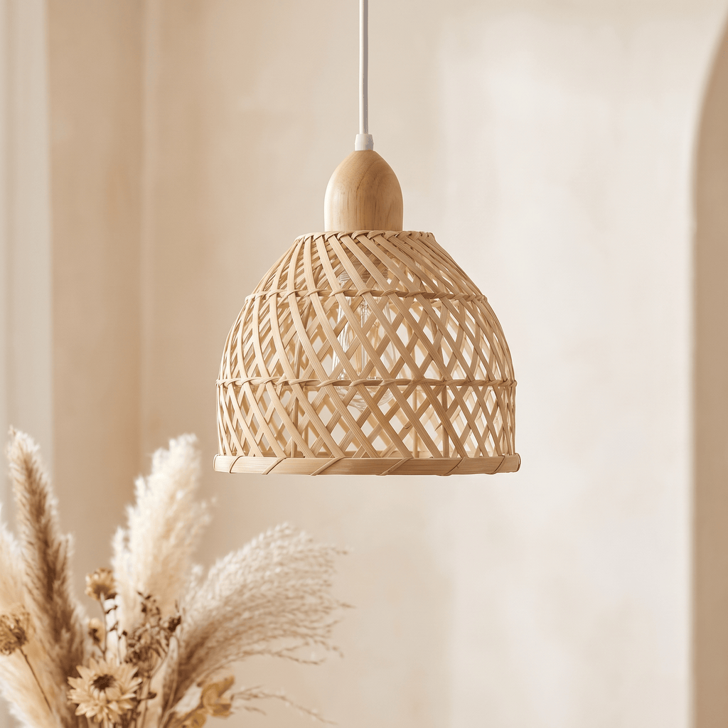 Suspension et Cloche Base Bois Bambou