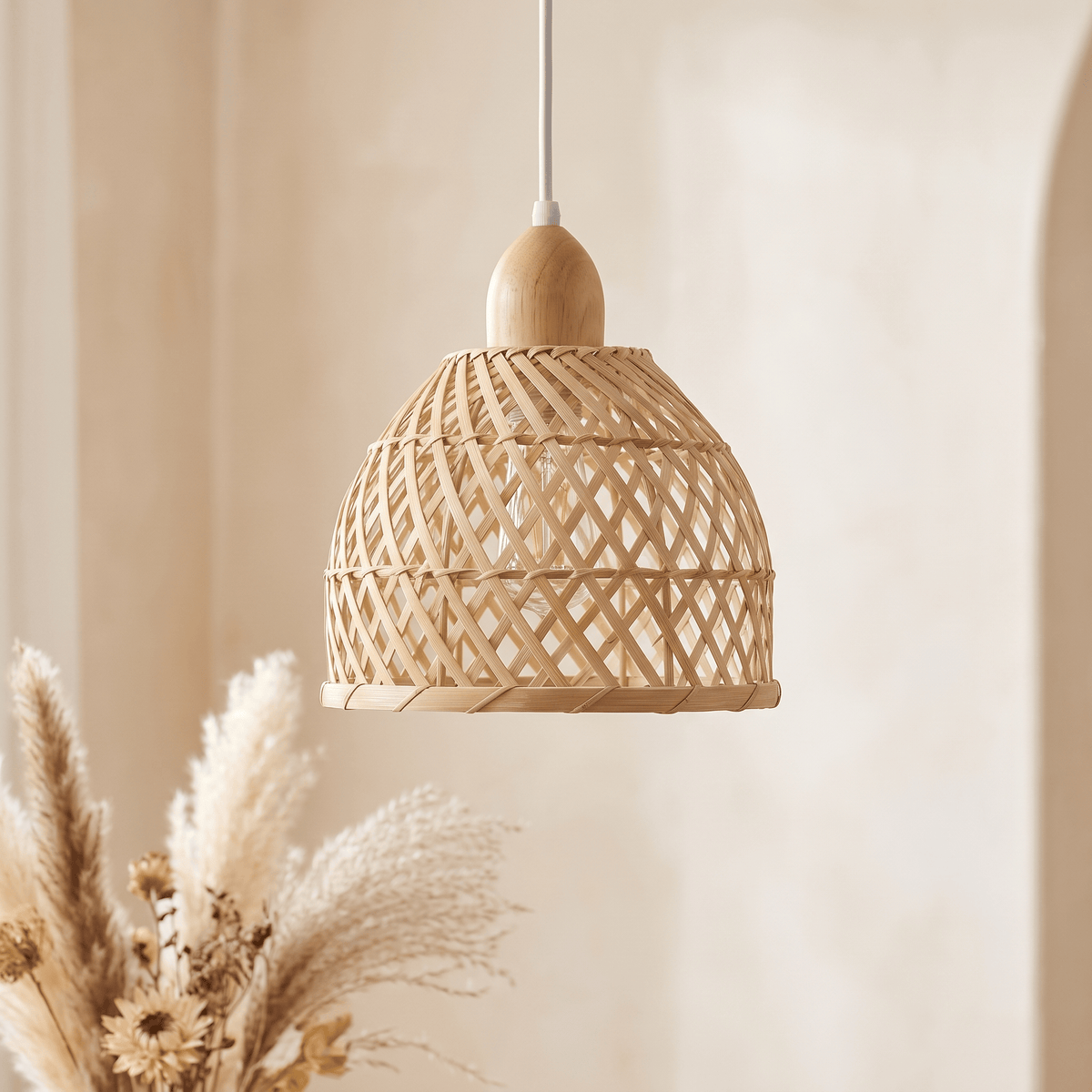 Suspension et Cloche Base Bois Bambou