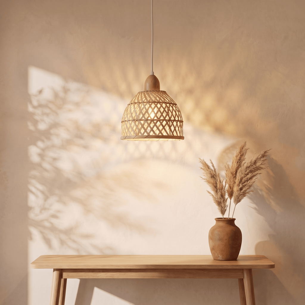 Suspension et Cloche Base Bois Bambou