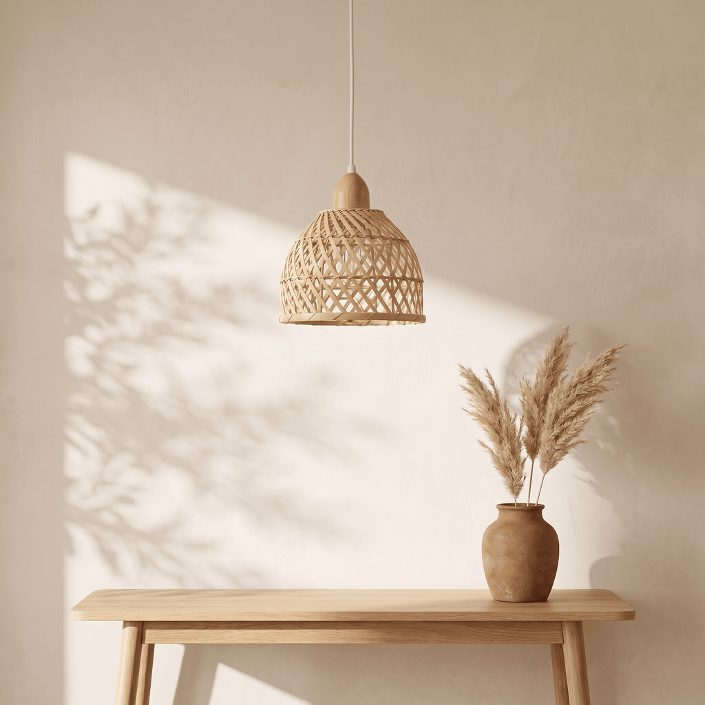Suspension et Cloche Base Bois Bambou