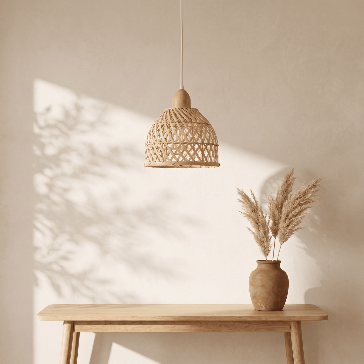 Suspension et Cloche Base Bois Bambou