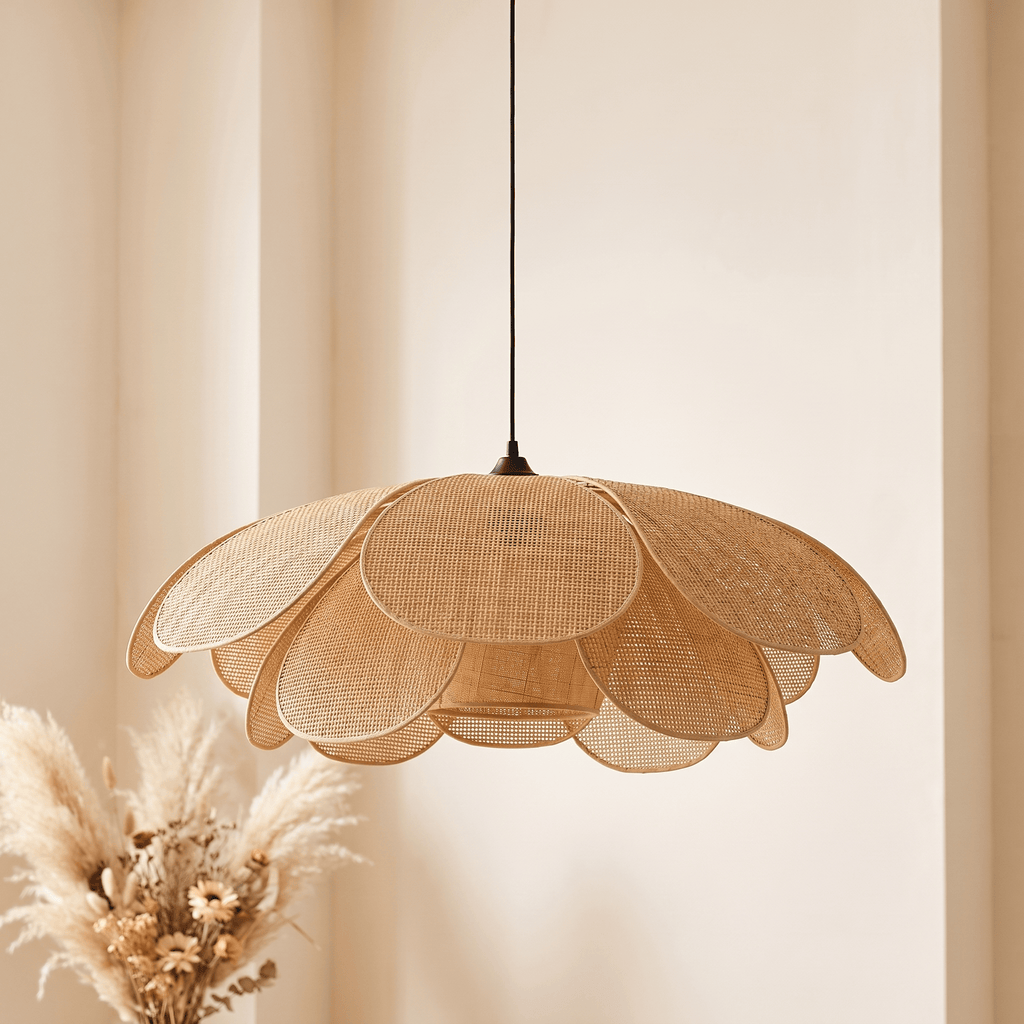 Suspension Fleur Rotin