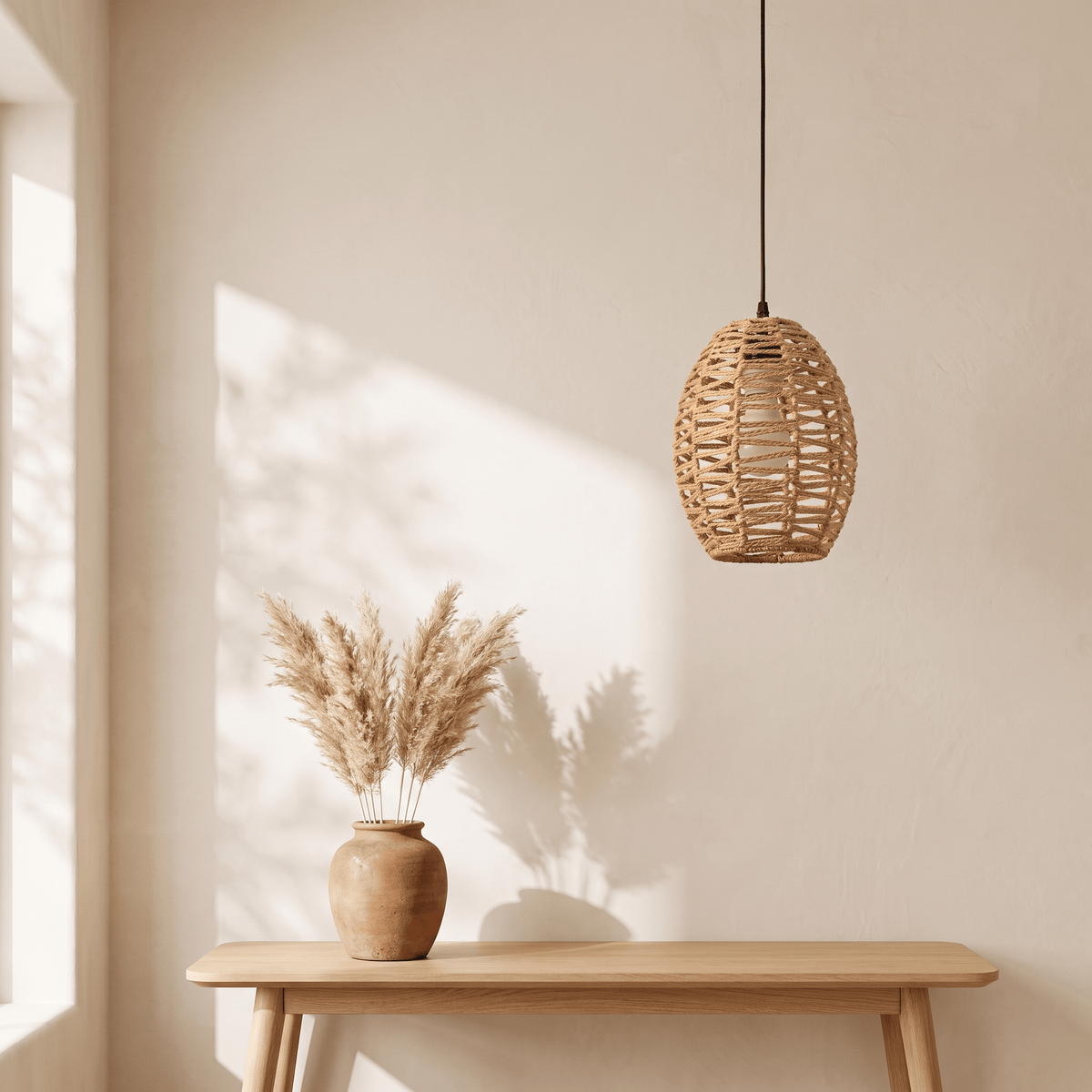 Suspension Lanterne Arrondi Rotin
