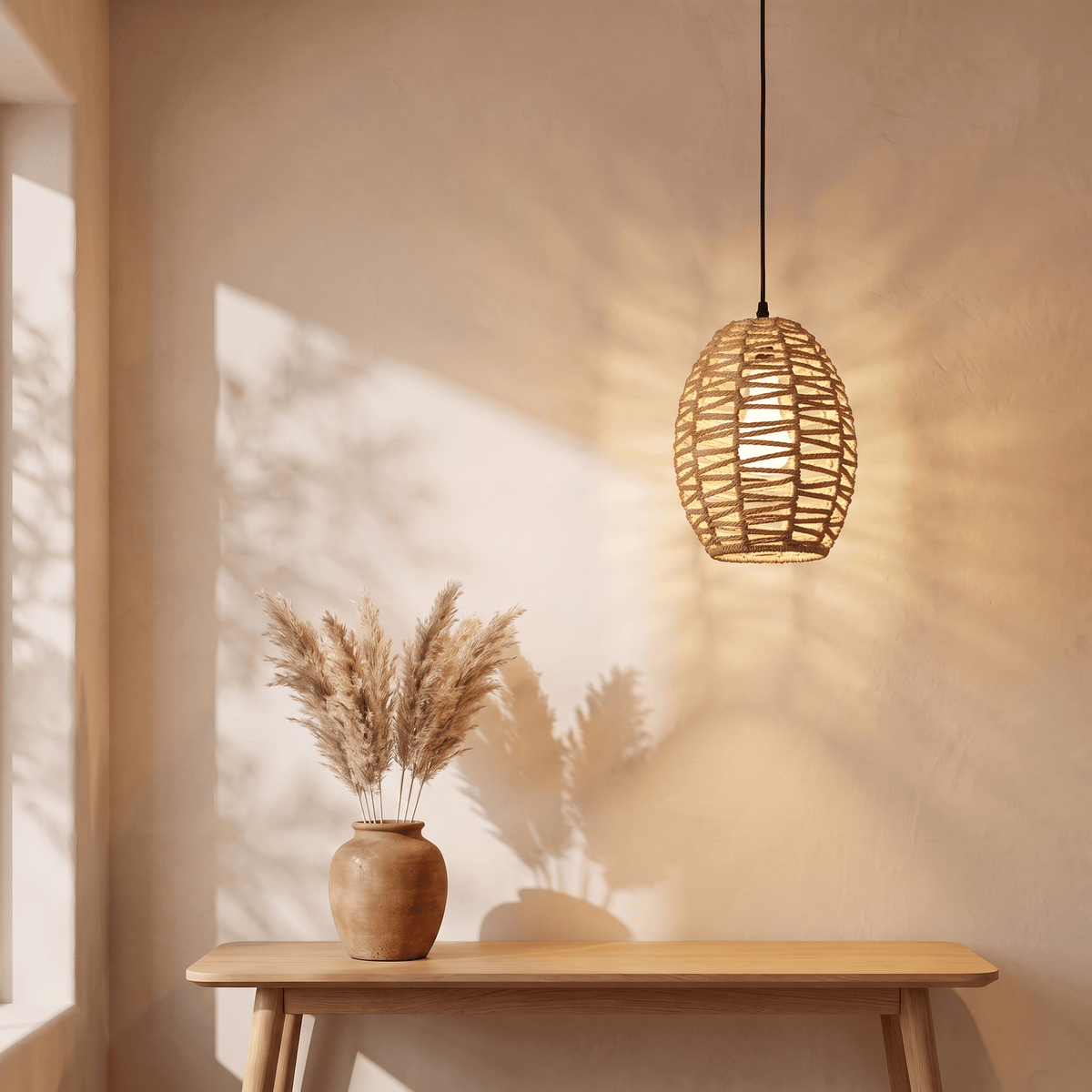 Suspension Lanterne Arrondi Rotin