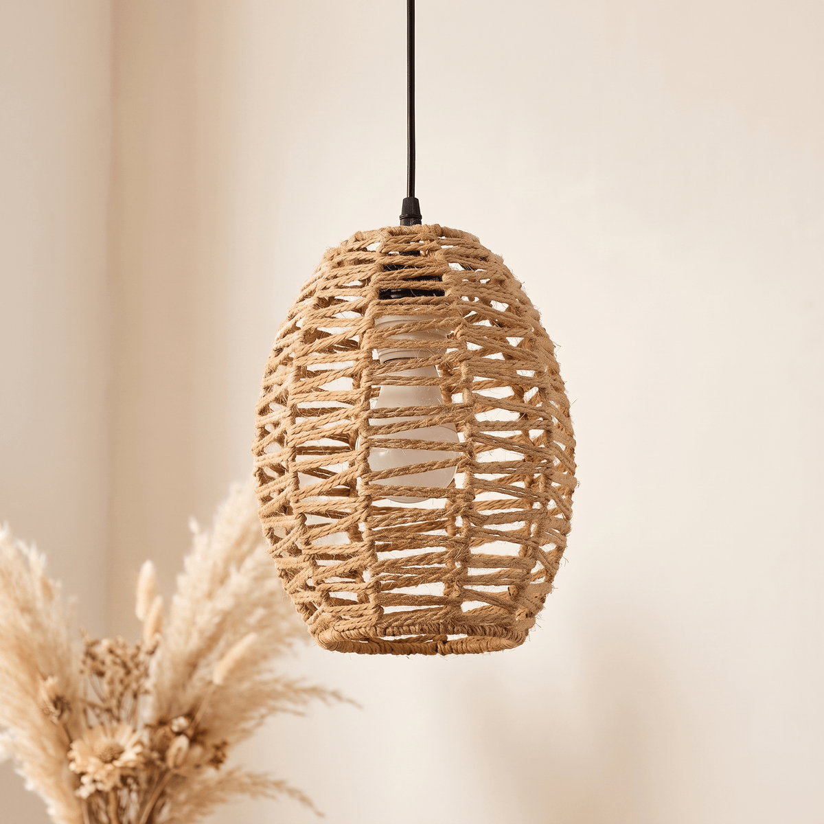 Suspension Lanterne Arrondi Rotin