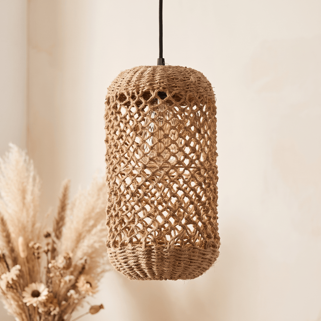 Suspension Lanterne Cylindre Rotin