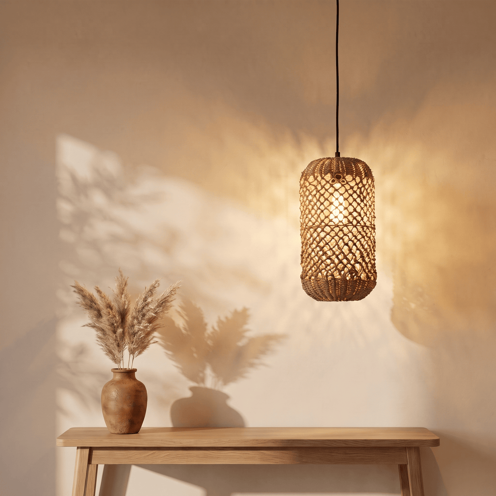 Suspension Lanterne Cylindre Rotin
