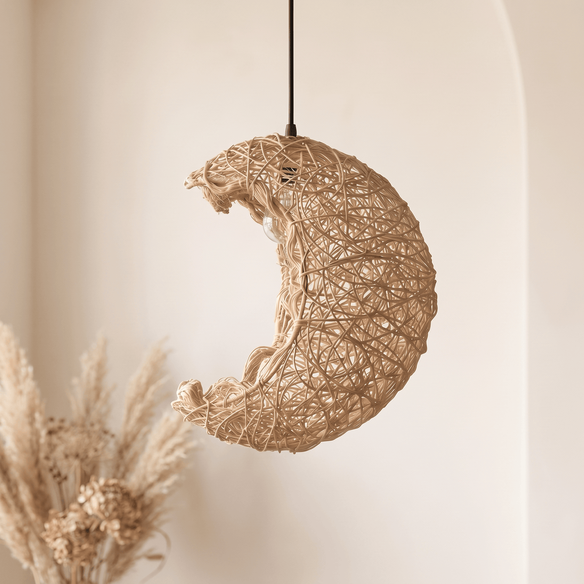 Suspension Lune Rotin