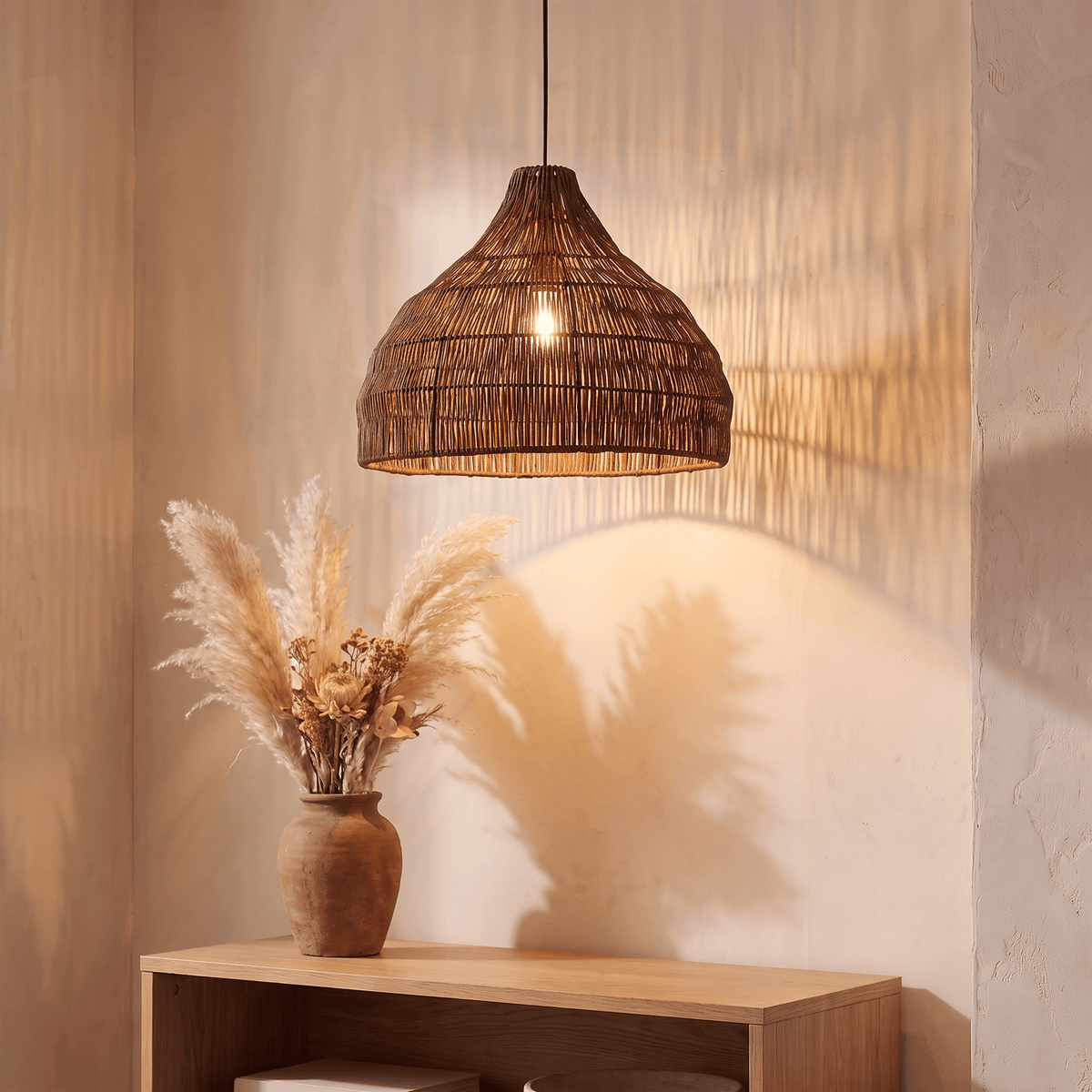 Suspension Naturel Cloche Bohème Rotin