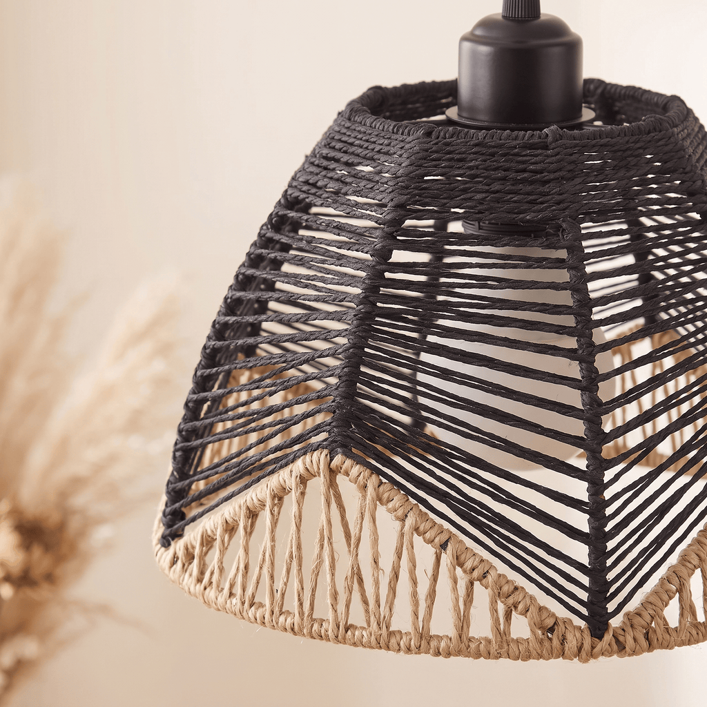 Suspension et Cloche Évasée Organique Rotin Beige
