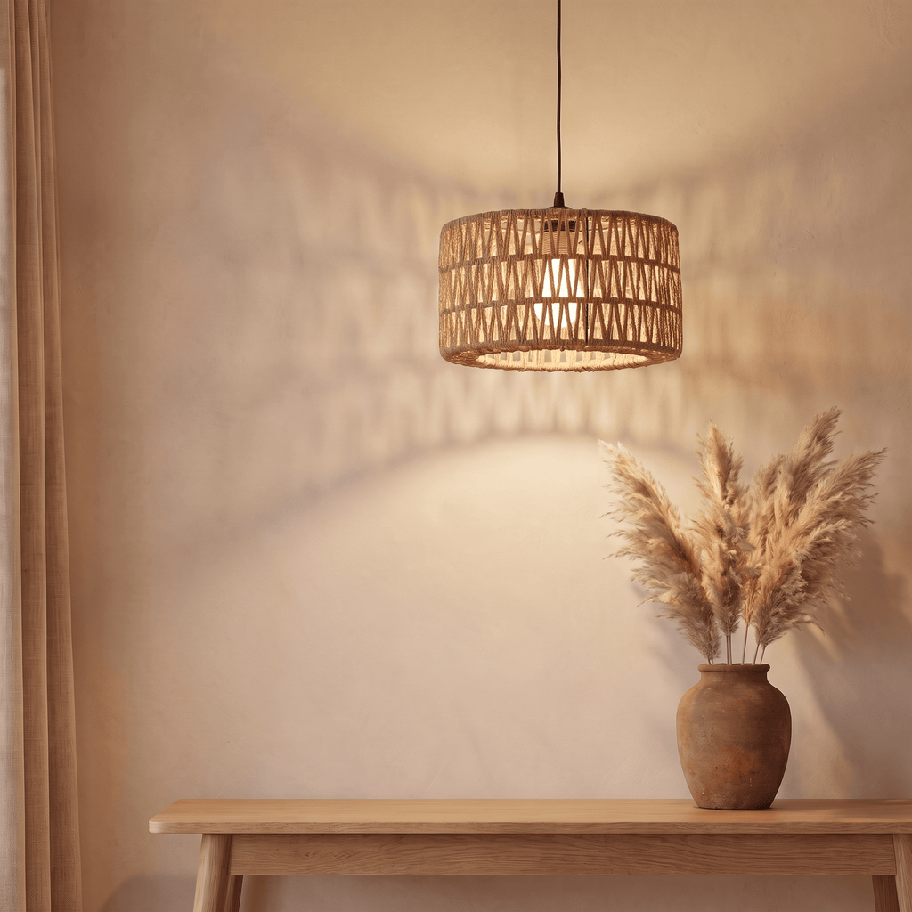 Suspension Tambour Droit Rotin