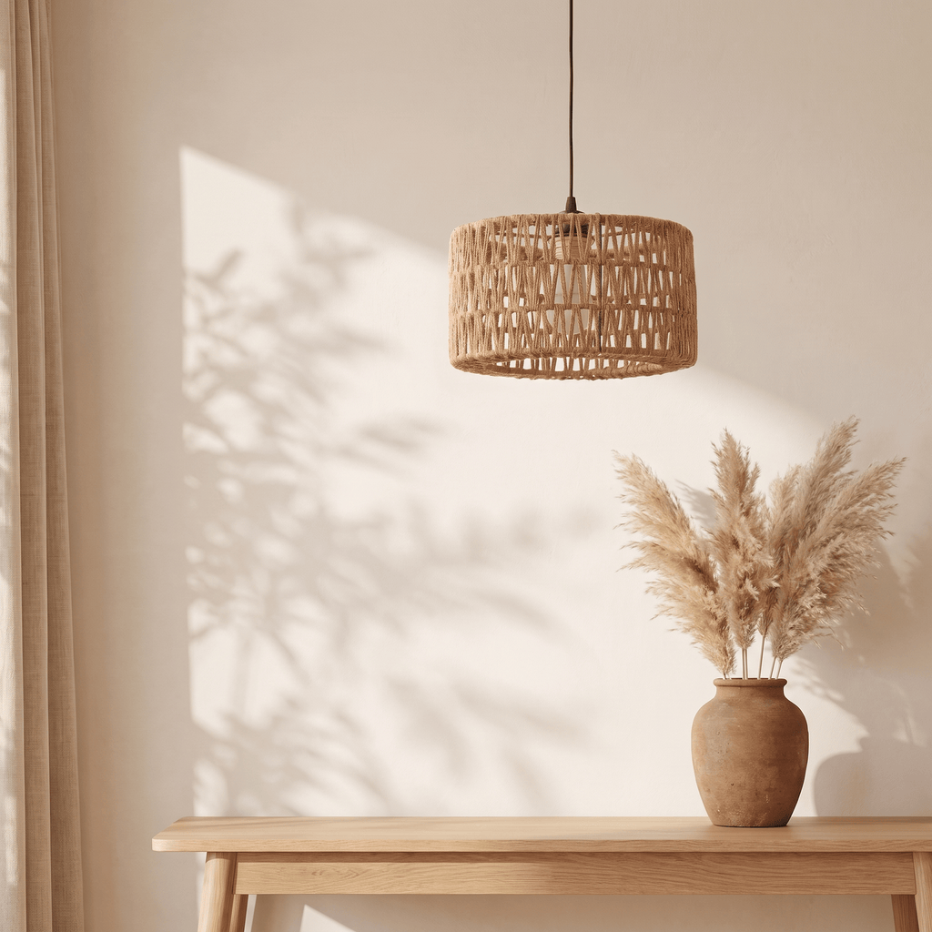 Suspension Tambour Droit Rotin