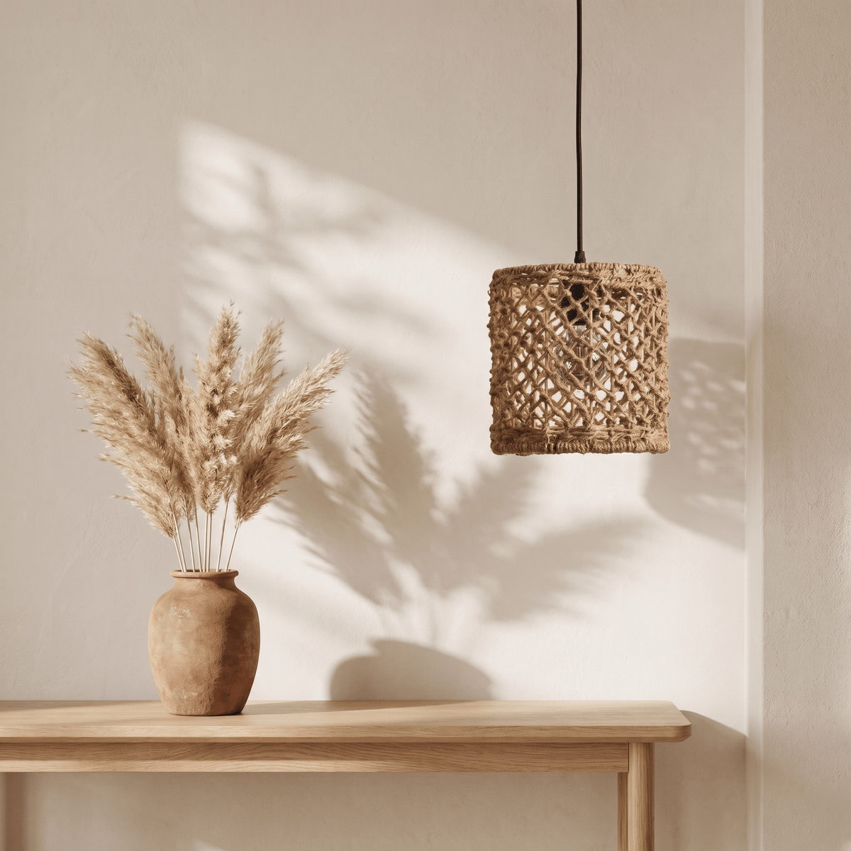 Suspension Tambour Droit Compact Rotin