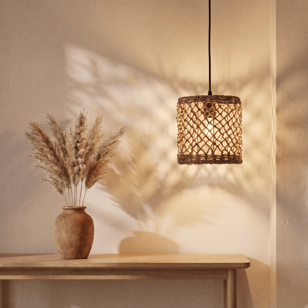 Suspension Tambour Droit Compact Rotin