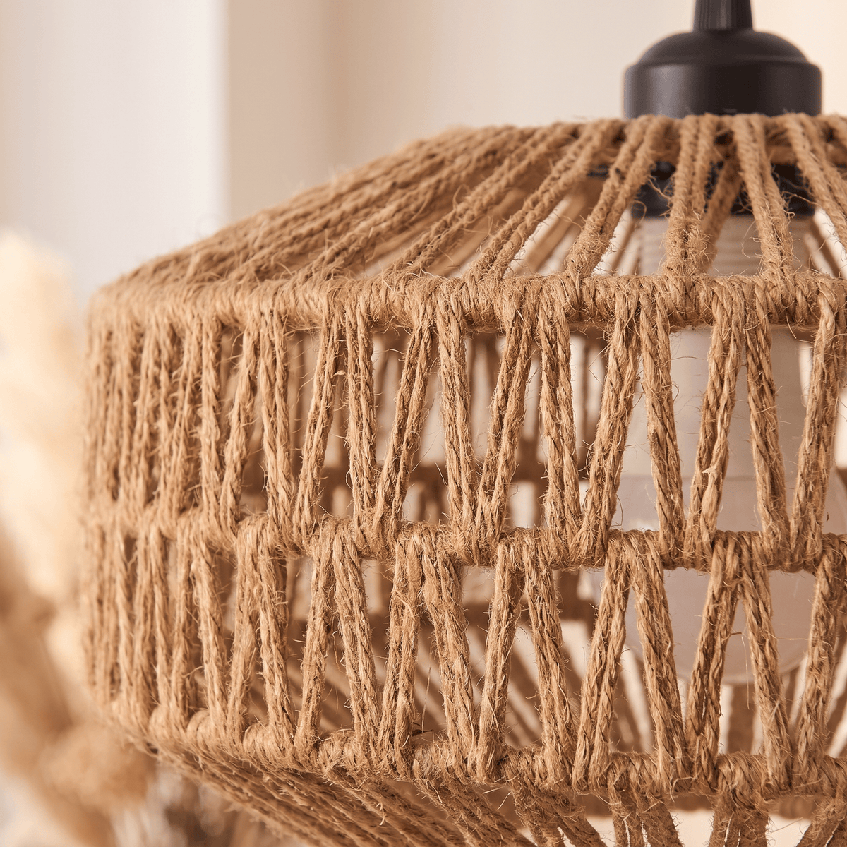 Suspension Tressé Ajouré Forme Cylindrique Rotin