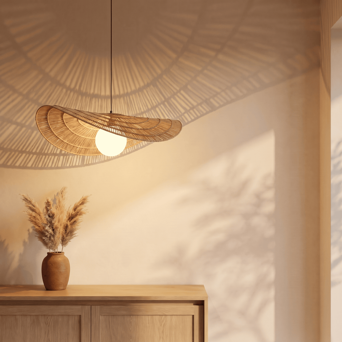 Suspension Vague Sculptural Rotin