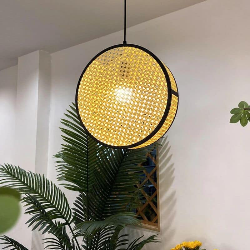 Suspension Rotin Forme Disque