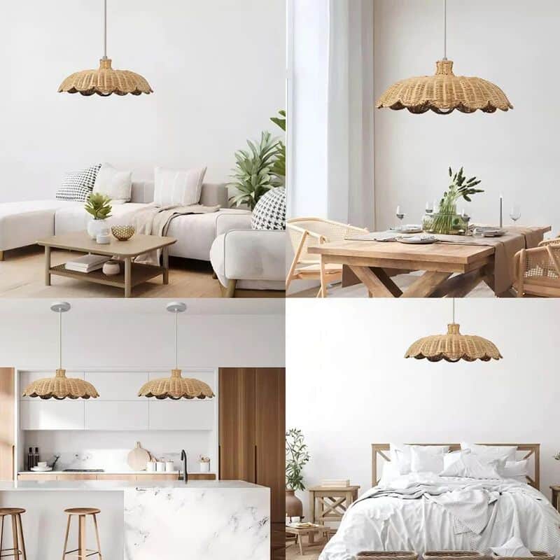 Suspension Rotin Fleur Vintage